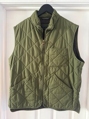 J. Crew Quilted Olive Vest with Stand Collar